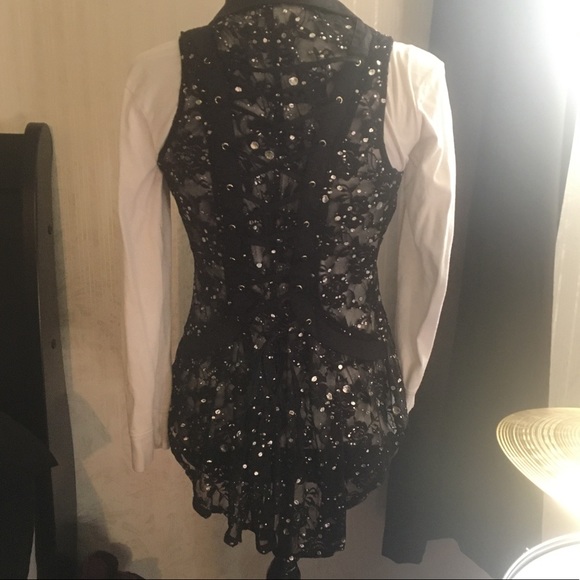Oh Yes Jackets & Blazers - Oh Yes Black Floral Lace Vest with Corset Back